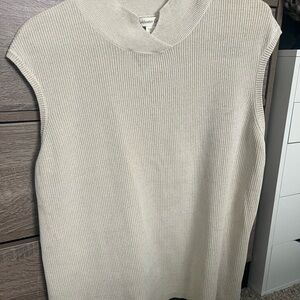 Cream Sleeveless Knit Top